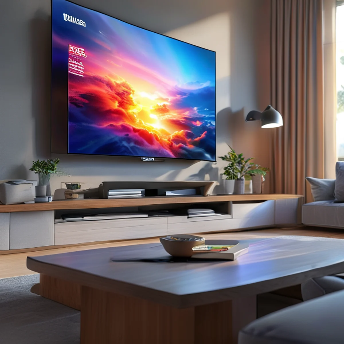 Televisore moderno in un soggiorno accogliente